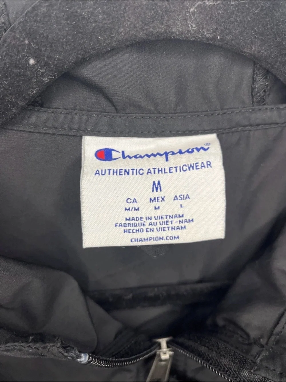 Champion Men’s Black Stadium Packable Hooded Pullover Windbreaker Jacket Size M
